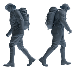 Detail view of MRY-SFW LYGR598 Historical WWII British Army Six-Person Carrying Group Model