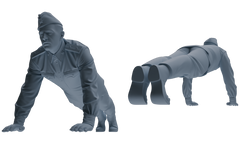 Detail view of MRY-SFW LYGR728 WWII Soviet Army War Scene Six-Person Physical Training Group Model