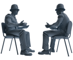 Detail view of MRY-SFW LYGR802 Modern British Police Six-Person Conversation Group Model