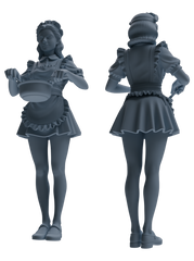 Detail view of MRY-SFW LYTR851 Maid Outfit Figure Modern Model 4 pcs Miniature Car Diorama Figures Scene Props Accessories Resin Model