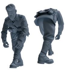 MRY-SFW SSTR210 Miniatures Soldier Model Kit WWII Soldier Organizing Gear Pose Modern Model 4 pcs