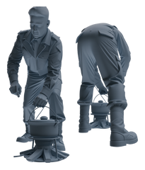 Detail view of MRY-SFW LYGR593 Historical WWII U.S. Army Five-Person Dining Group Model