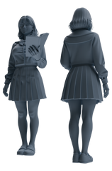 Detail view of MRY-SFW LYTR848 JK Uniform School Girl Figure Modern Model 4 pcs Miniature Car Diorama Figures Scene Props Accessories Resin Model
