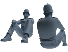 Detail view of MRY-SFW LYGR808 Modern British Police Seven-Person Rest Group Model