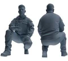 Detail view of MRY-SFW LYGR683 Modern U.S. Military Six-Person Crouching Position Model