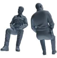Detail view of MRY-SFW LYGR677 Los Angeles Patrol Police Six-Person Discussion Group Model
