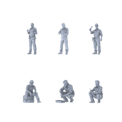 MRY-SFW LYTR587 Modern Mechanical Maintenance Workers Pose Group of 6 Miniature Car Diorama Figures Scene Props Accessories Resin 3D Printed Resin Model Kit by SSMODEL