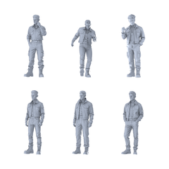 MRY-SFW LYTR623 Modern Workwear Trend Style Youth Male Multi-Pose Six-Person Set Miniature Car Diorama Figures Scene Props Accessories Resin 3D Printed Resin Model Kit by SSMODEL
