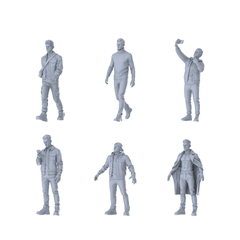 MRY-SFW LYTR606 Modern Urban Style Youth Male Multi-Pose Six-Person Set Miniature Car Diorama Figures Scene Props Accessories Resin 3D Printed Resin Model Kit by SSMODEL