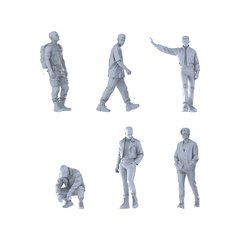 MRY-SFW LYTR621 Modern Functional Trend Style Youth Male Multi-Pose Six-Person Set Miniature Car Diorama Figures Scene Props Accessories Resin 3D Printed Resin Model Kit by SSMODEL