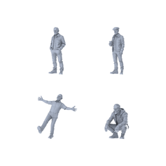 MRY-SFW LYTR604 Modern Casual Lifestyle Style Elderly Male Multi-Pose Four-Person Set Miniature Car Diorama Figures Scene Props Accessories Resin 3D Printed Resin Model Kit by SSMODEL
