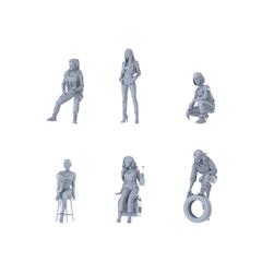 MRY-SFW LYTR584 Modern Cool Style Female Characters Pose Group of 6 Miniature Car Diorama Figures Scene Props Accessories Resin 3D Printed Resin Model Kit by SSMODEL