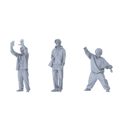 MRY-SFW LYTR626 Modern Street Trend Style Multi-Age Character Multi-Pose Three-Person Set Miniature Car Diorama Figures Scene Props Accessories Resin 3D Printed Resin Model Kit by SSMODEL