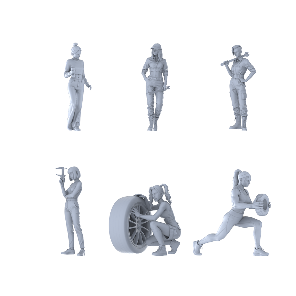 MRY-SFW LYTR595F Modern Workwear Style Baseball Cap Wrench Holding Walking Female Single 1pc 3D Printed Resin Model Kit by SSMODEL