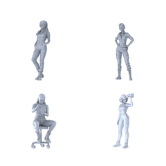 MRY-SFW LYTR594A Modern Workwear Style Goggles Wearing Hands-on-Hips Female Single 1pc 3D Printed Resin Model Kit by SSMODEL