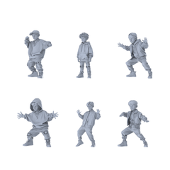 MRY-SFW LYTR601 Modern Street Style Kids Hip-Hop Pose Six-Person Set Miniature Car Diorama Figures Scene Props Accessories Resin 3D Printed Resin Model Kit by SSMODEL