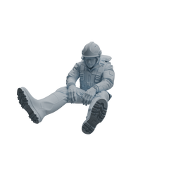 Detail view of MRY-SFW LYTR1068 Water Rescue Sitting Pose Firefighter Character Modern Model 4 pcs Model