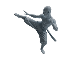 Detail view of MRY-SFW LYTR1074 Kung Fu Kicking Monk Character Modern Model 4 pcs Model