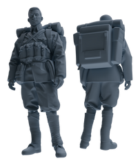 Detail view of MRY-SFW LYGR605 Historical People's Liberation Army Six-Person Carrying Group Model