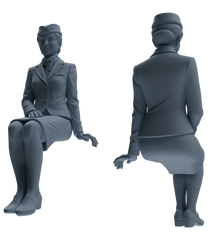 Detail view of MRY-SFW LYTR862 Flight Attendant Service Pose Woman Figure Modern Model 4 pcs Miniature Car Diorama Figures Scene Props Accessories Resin Model