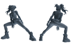 Detail view of MRY-SFW LYTR855 Cyberpunk Girl Figure Modern Model 3 pcs Miniature Car Diorama Figures Scene Props Accessories Resin Model