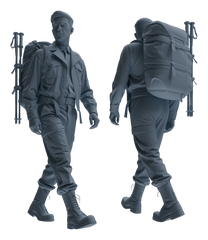 Detail view of MRY-SFW LYGR591 Historical WWII U.S. Army Six-Person Carrying Group Model