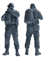MRY-SFW SSTR209 Miniatures Soldier Model Kit WWII Gas Mask Soldier Pose Modern Model 4 pcs