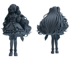Detail view of MRY-SFW LYTR871 Lolita Girl Figure Modern Model 3 pcs Model