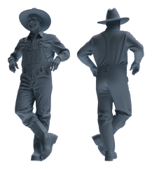 Detail view of MRY-SFW LYTR900 Multi-pose Cowboy Man Modern Model 4 pcs Model