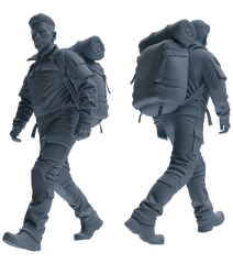 Detail view of MRY-SFW LYGR693 Modern U.S. Military Six-Person Hiking Group Model