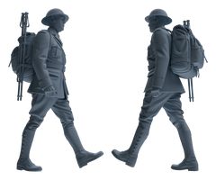 Detail view of MRY-SFW LYGR598 Historical WWII British Army Six-Person Carrying Group Model
