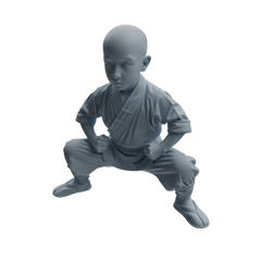 Detail view of MRY-SFW LYTR1079 Kung Fu Pose Little Monk Character Modern Model 3 pcs Model