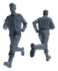 Detail view of MRY-SFW LYGR594 Historical WWII U.S. Army Five-Person Training Group Model