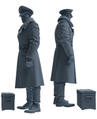 Detail view of MRY-SFW LYGR709 WWII German Army Logistics Scene Three-Person Internal Conflict Group Model
