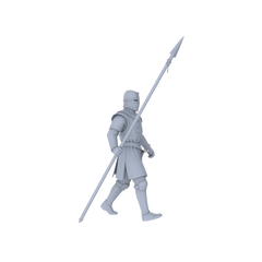 Detail view of MRY-SFW LYGR047 Medieval knight, walking pose, historical theme, magic theme, wargame, resin white model, fantasy theme, wargaming miniature, scene character, figure, hand-painted S Scale Model