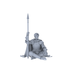 Detail view of MRY-SFW LYGR048 Medieval knight, resting pose, historical theme, magic theme, wargame, resin white model, fantasy theme, wargaming miniature, scene character, figure, hand-painted S Scale Model