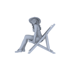 MRY-SFW LYTR132C Modern Summer Casual Female Beach Chair Pose 1pc 3D Printed Resin Model Kit by SSMODEL