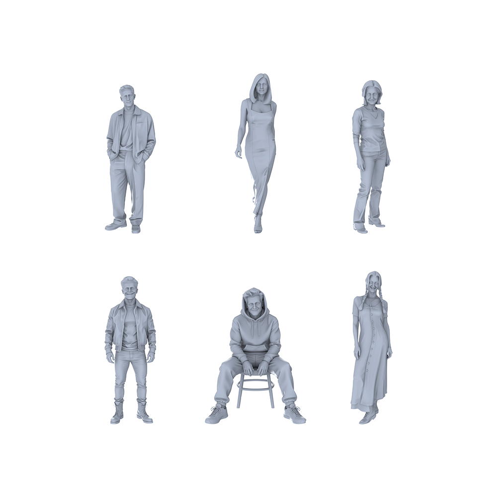 Yao's Studio LYTR123 Modern Urban Youth Daily Leisure Scene Resin Miniature Model 6-Figure Set - Casual Youth Figures Unpainted DIY Model Painting Urban Scene Decor 1set 3D Printed Resin Model Kit by SSMODEL