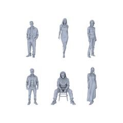 Yao's Studio LYTR123 Modern Urban Youth Daily Leisure Scene Resin Miniature Model 6-Figure Set - Casual Youth Figures Unpainted DIY Model Painting Urban Scene Decor 1set 3D Printed Resin Model Kit by SSMODEL