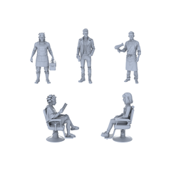 Yao's Studio LYTR124 Modern Urban Barbershop Scene Resin Miniature Model 5-Figure Set - Barbers & Customers Unpainted DIY Model Painting Business Scene Decor 1set 3D Printed Resin Model Kit by SSMODEL