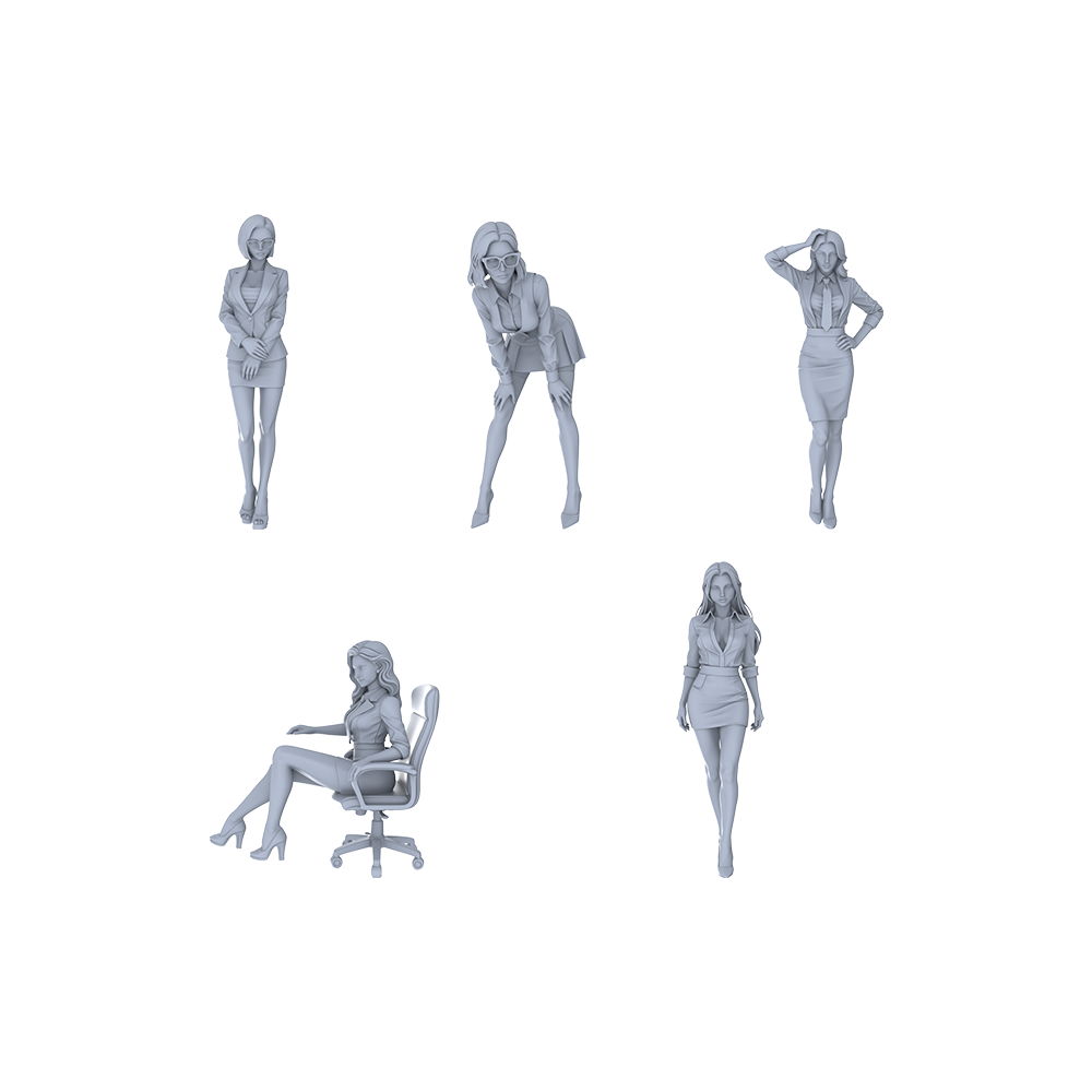 Yao's Studio LYTR125 Modern Workplace Business Women Scene Resin Miniature Model 5-Figure Set - Business Women Figures Unpainted DIY Model Painting Office Scene Decor 1set 3D Printed Resin Model Kit by SSMODEL