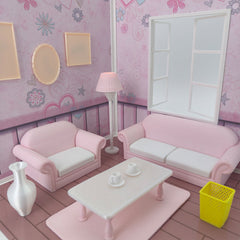 LYTP121014 1/12 Sweet Study Room Sugar Cube Chamber Series 1/12 Scale 3D Printed DIY Miniature Dollhouse For BJD & Obitsu Dolls Desktop Display