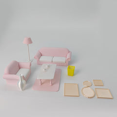 LYTP121014 1/12 Sweet Study Room Sugar Cube Chamber Series 1/12 Scale 3D Printed DIY Miniature Dollhouse For BJD & Obitsu Dolls Desktop Display