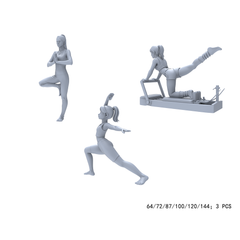 Yao's Studio LYTR017 Unpainted Yoga & Pilates Mini Figures (3PCS) - Fitness Character Resin Models for Gym Diorama, Hobby Terrain DIY 1set 3D Printed Resin Model Kit by SSMODEL