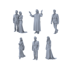 Yao's Studio LYTR028 Wedding Celebration Scene Resin Miniature Model 6-Piece Set - Wedding Character Figures Unpainted DIY Model Painting Wedding Scene Decor 1set 3D Printed Resin Model Kit by SSMODEL