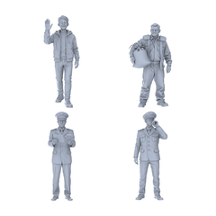 Yao's Studio LYTR049 Urban Commuting & Official Duty Scene Resin Miniature Model 4-Figure Set - Citizens & Officials Unpainted DIY Model Painting Urban Scene Decor 1set 3D Printed Resin Model Kit by SSMODEL