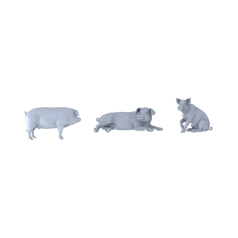 Yao's Studio LYTR054 Rural Pig Farming Scene Resin Miniature Model 3-Piece Set - Pig Figures Unpainted DIY Model Painting Rural Scene Decor 1set 3D Printed Resin Model Kit by SSMODEL