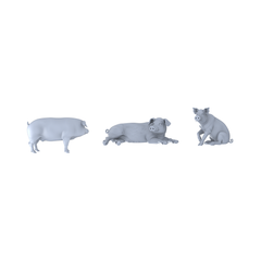 Yao's Studio LYTR054 Rural Pig Farming Scene Resin Miniature Model 3-Piece Set - Pig Figures Unpainted DIY Model Painting Rural Scene Decor 1set 3D Printed Resin Model Kit by SSMODEL