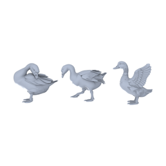 Yao's Studio LYTR056 Rural Waterfowl Scene Resin Miniature Model 3-Piece Set - Duck Figures Unpainted DIY Model Painting Rural Scene Decor 1set