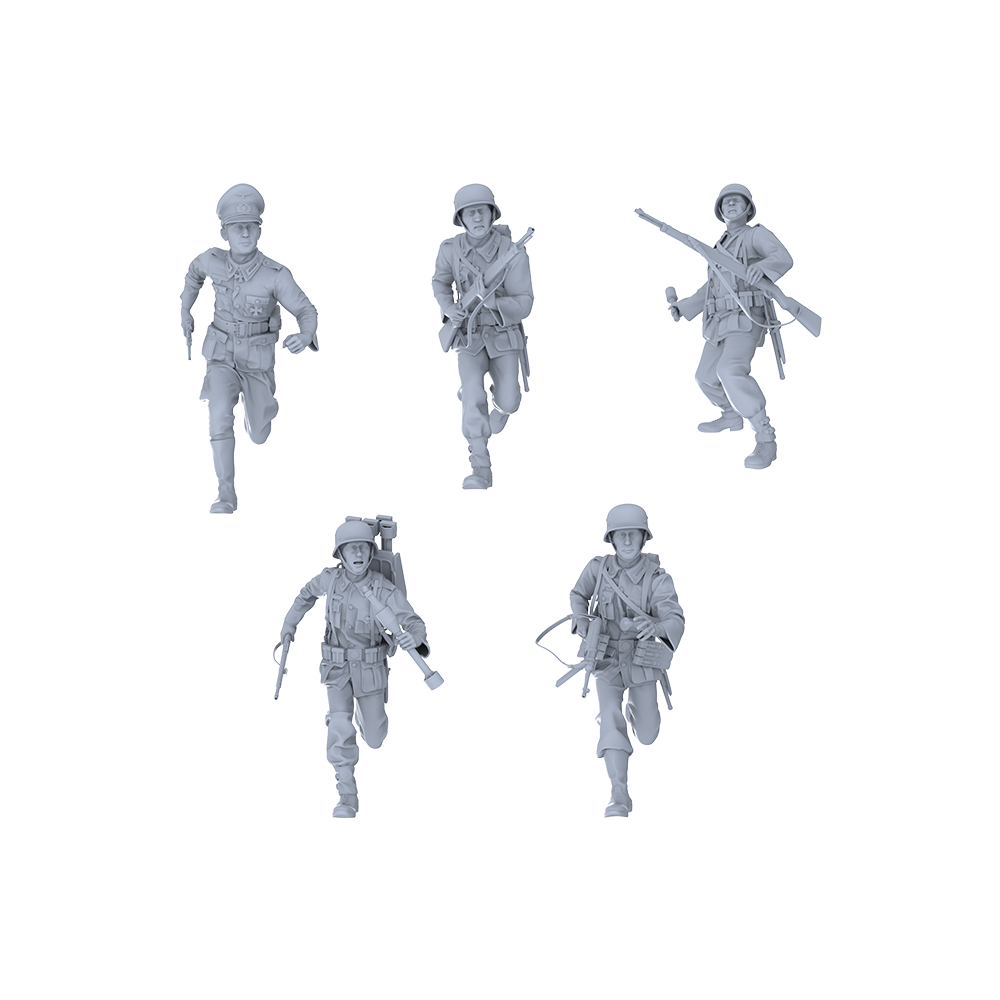 Yao's Studio LYTR057 Resin miniature model of 5-person German army group heading to the battlefield, World War II miniature soldiers, military model accessories, handcrafted. 1set 3D Printed Resin Model Kit by SSMODEL